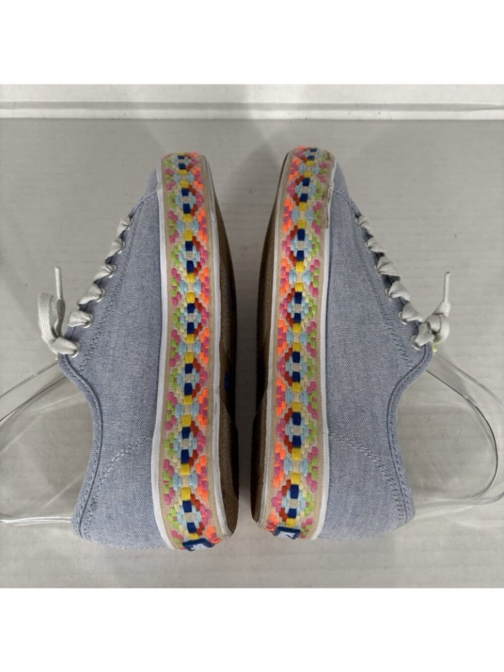 Keds Women 6 Blue Aztec Geo Embroidered Triple Kick Canvas Platform Sneakers - Picture 10 of 13